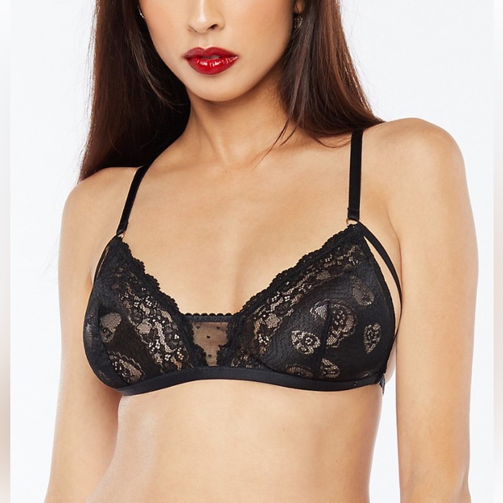SAVAGE X FENTY Candy Hearts Black Bralette Size XS